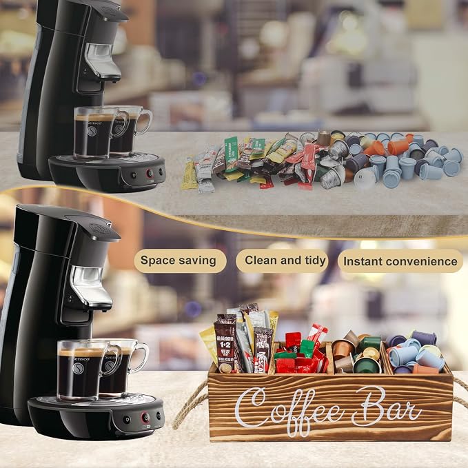 Bokelai Wooden Coffee Bar Organizer Countertop Coffee Station Accessories - Image 5