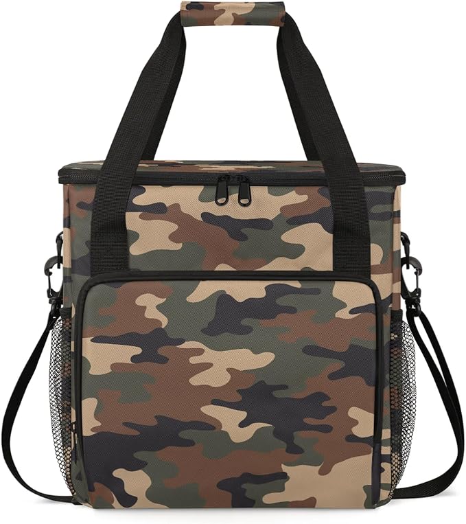 Brown Green Camo Coffee Maker Carring Bag, Large Insulated Storage Organizer by Home