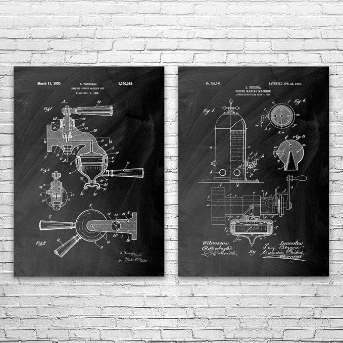 Espresso Patent Prints Set of 2, Restaurant Decor, Barista Gift, Espresso Bar by Unknown
