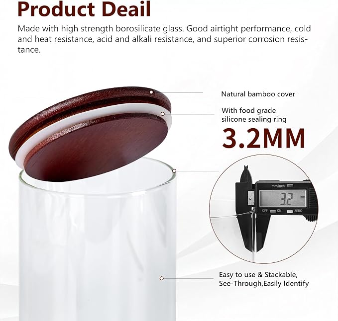 ZOMUIA Glass Coffee Containers Airtight Coffee Bean Storage Canisters - Image 3