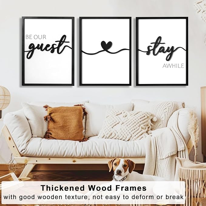 3D Wood Be Our Guest Wall Art, Framed Guest Room Wall Decor - Image 4