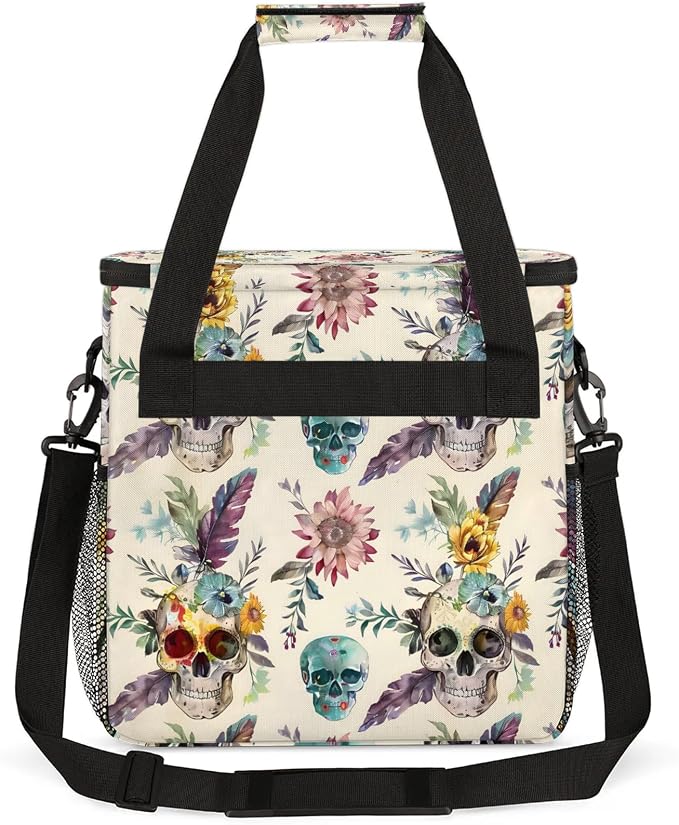 Ethnic Skull Coffee Maker Carring Bag, Large Insulated Storage Organizer Case - Image 5