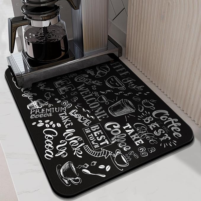 Absorbent Hide Stain Anti-Slip Coffee Bar Mat, Fit Under Coffee Machine - Image 3