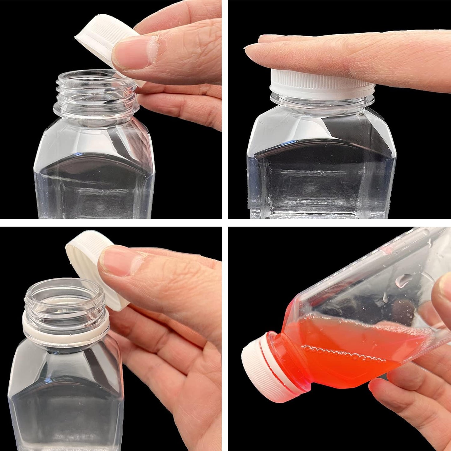 3 Pcs 8 Ounce Plastic Juice Bottles, Reusable Bulk Beverage Containers for Juice, Milk and Other Beverages, White lid