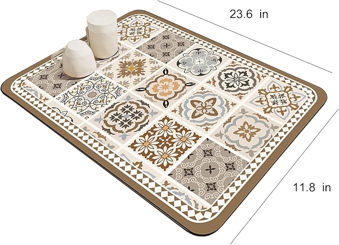 Mandala Boho Dish Drying Mats For Kitchen Counter Dryer Coffee Maker Bar Mat - Image 2