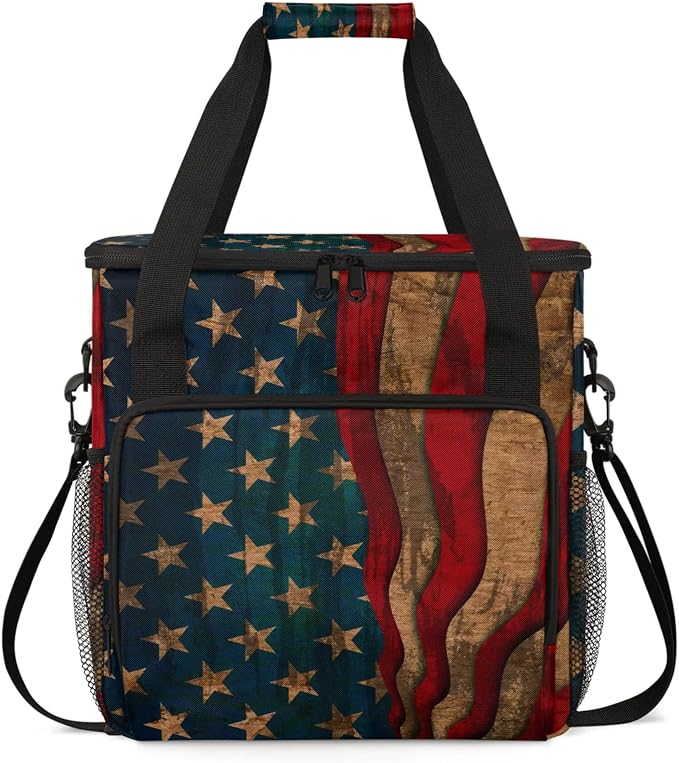 American Flag Coffee Maker Carring Bag, Large Insulated Storage Organizer Case by Home