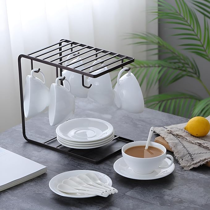 Metal Mug Tree Holder Stand for Counter 6 Hooks Coffee Cup Display Hanger Rack - Image 2