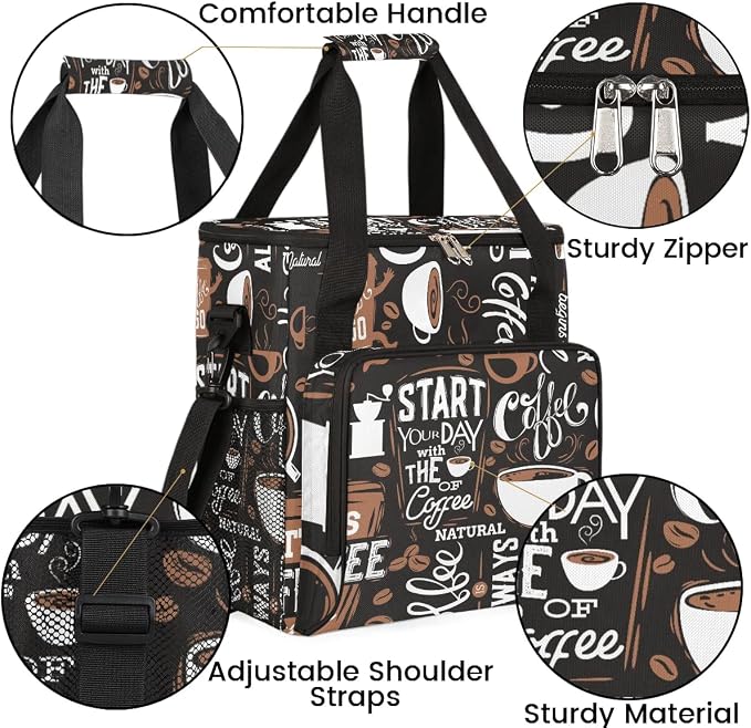 coffee cup coffee beans Coffee Maker Carring Bag Travel Carrying Storage Tote - Image 6