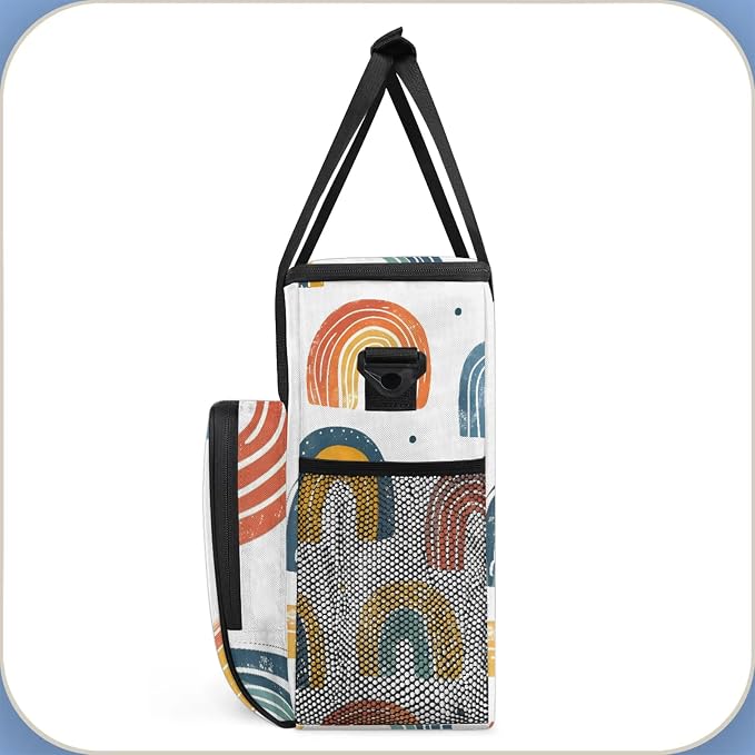 Boho Rainbow Coffee Maker Carring Bag, Large Insulated Storage Organizer Case - Image 4