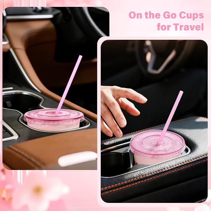 tchrules 100 Set 12oz Pink Plastic Cups - Image 6
