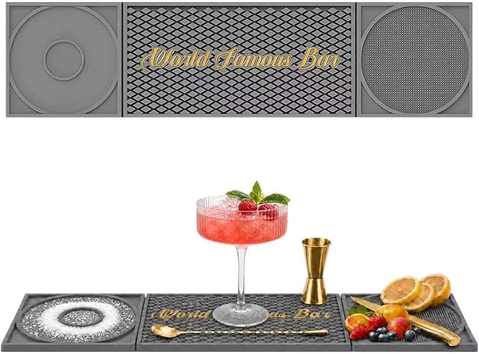 Bar Mat 3-in-1 Non-Slip Bartender Mat, Bar Accessories Countertop Mat 24 x 6 by CLUSIVC
