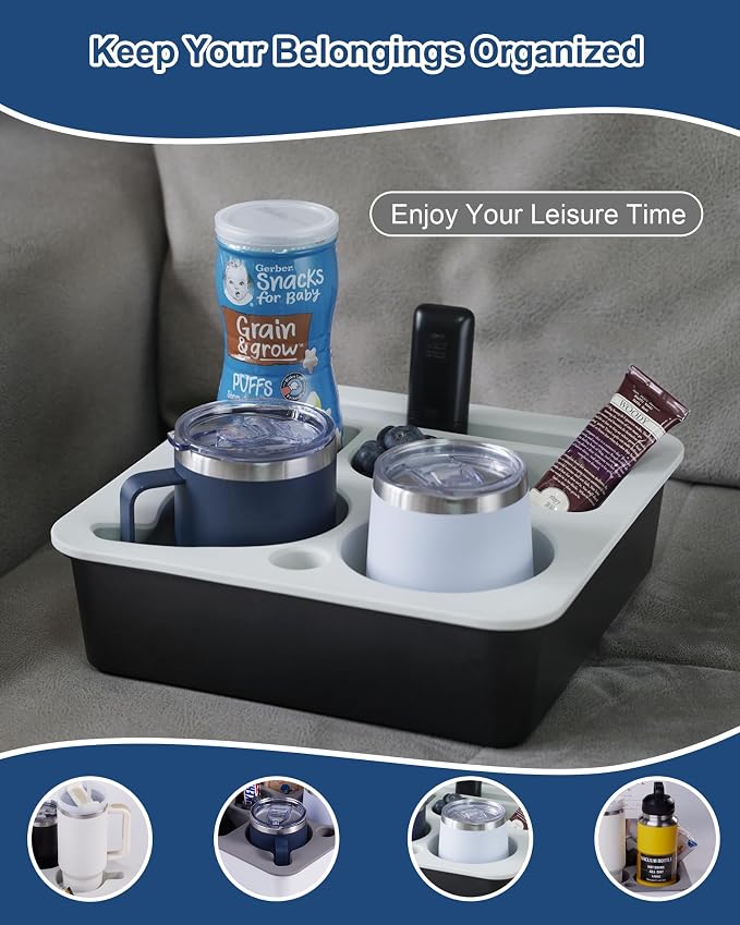 Couch Cup Holder Tray, Bonfixe Stable Couch Caddy - Image 2