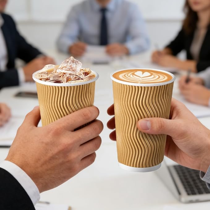 Clawsoff 500 Pack 16 oz Disposable Coffee Cups No Lids, Insulated Ripple Wall - Image 5