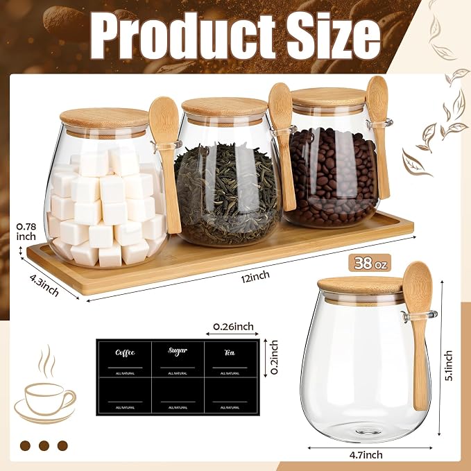 Suclain 3 Pcs Glass Coffee Container - Image 2