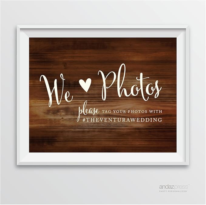 Andaz Press Personalized Wedding Party Signs, Rustic Wood Print, 8.5-inch x by AndazPress