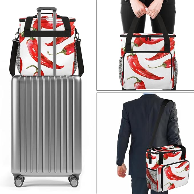 Chilli Pepper Coffee Maker Carring Bag, Large Insulated Storage Organizer Case - Image 7