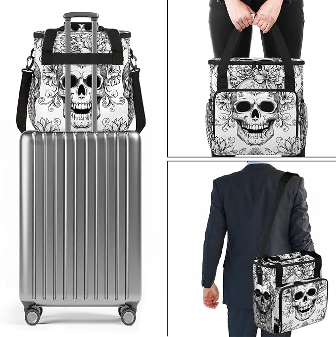 Vintage Skull Skeleton Coffee Maker Carring Bag, Large Insulated Storage - Image 7