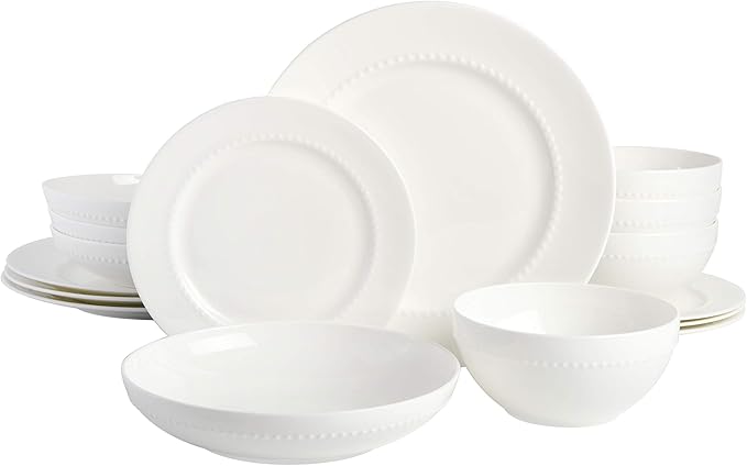 Gibson Elite Embossed Bone China 16-Piece Double Bowl Dinnerware Set, Service by GibsonHomewares