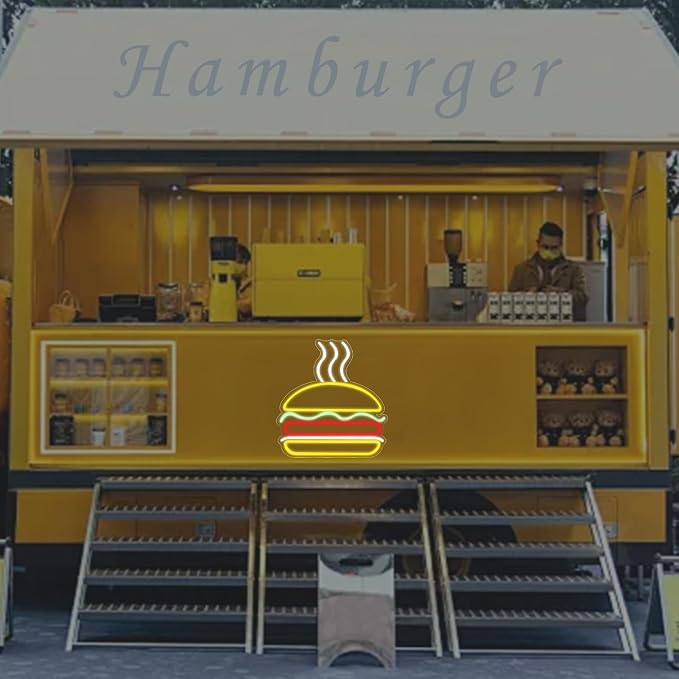 Burgers Neon Sign for Wall Decor Dimmable Hamburger Led Neon Light Business - Image 7