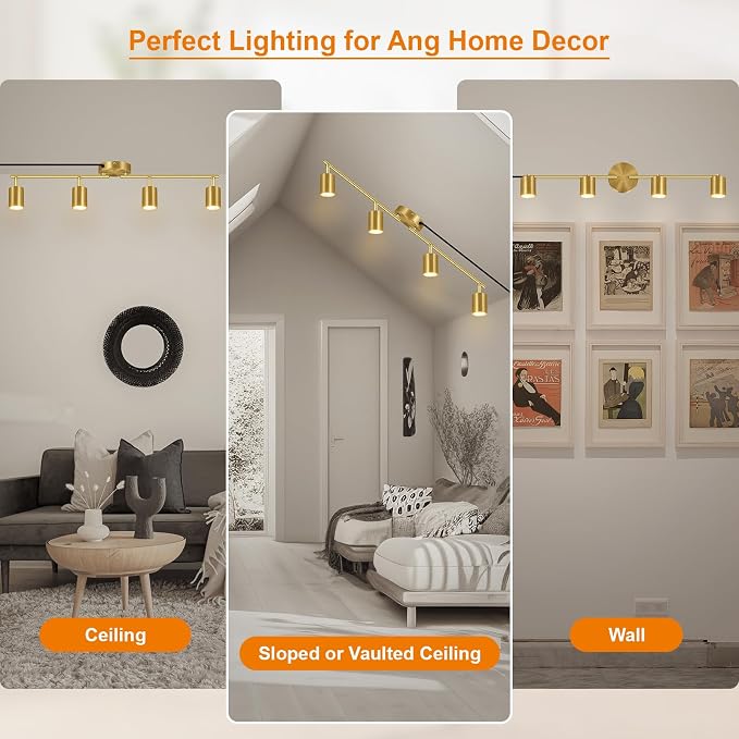 Plug in Track Lighting LED, Track Lighting Fixtures Ceiling Gold, 4-Light - Image 5