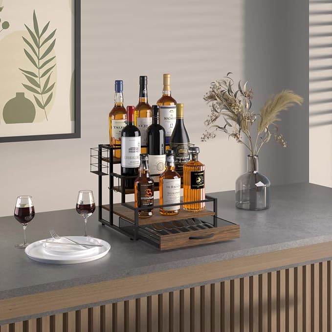 Countertop Coffee Syrup Rack Organizer, 4-Tier Wooden Holder Stand - Image 7