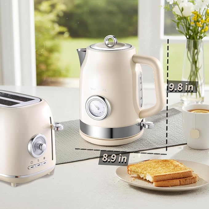 Retro Electric Kettle, 1.7L 304 Stainless Steel Tea Kettle - Image 6