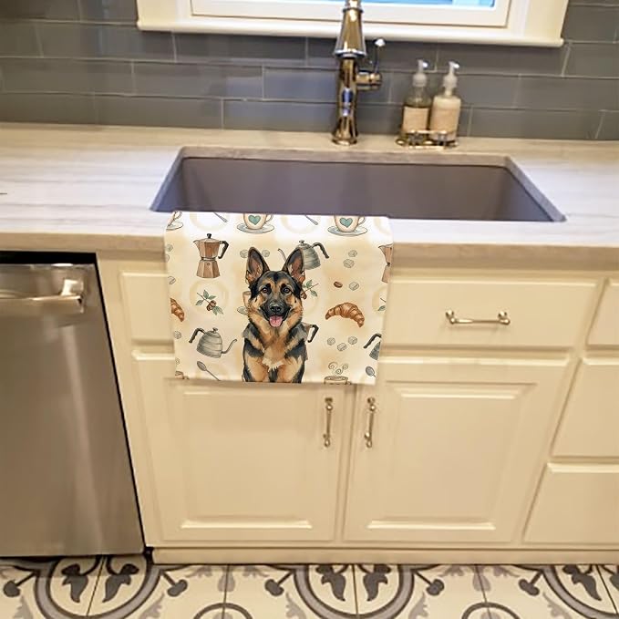 Caroline's Treasures German Shepherd Coffee Bar Kitchen Towel Velour Plush - Image 2