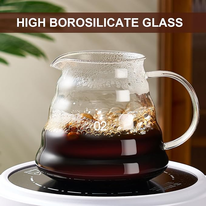 gegewawa Pour Over Coffee Maker Set 20 OZ, Borosilicate Glass Coffee Server - Image 2