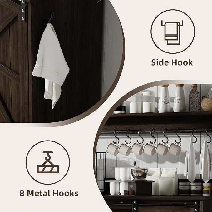 4ever2buy Farmhouse Coffee Bar Cabinet - Image 5