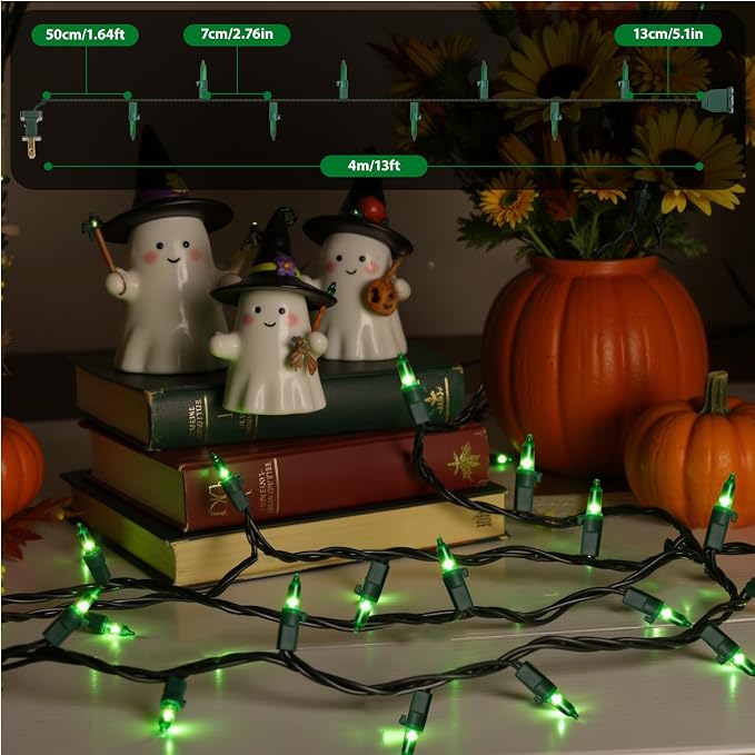 13FT 50-Count Green Christmas Lights, Incandescent Mini String Lights - Image 5