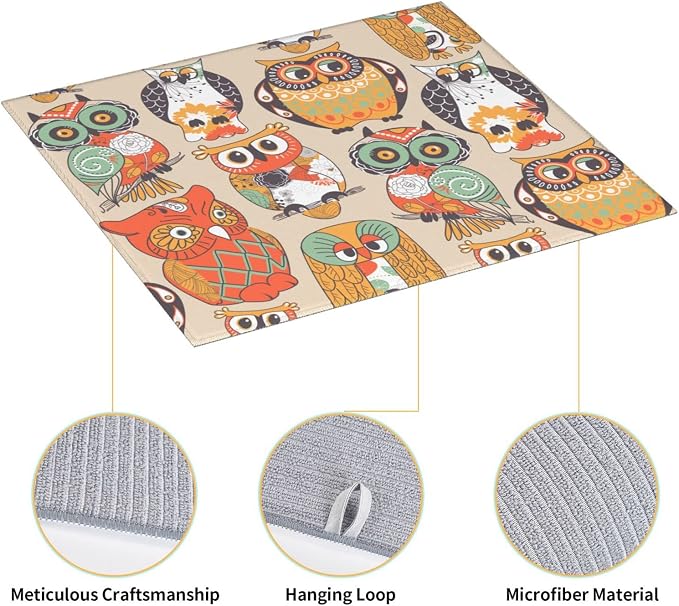 Owl Dish Drying Mat For Kitchen Counter Decor And Accessories 16 X 18 Inch - Image 3