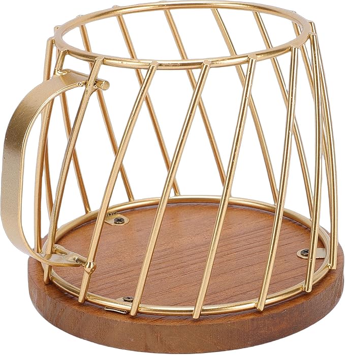 JTLB Coffee Pod Basket, Large Capacity Metal Wood Holder Organizer - Image 2