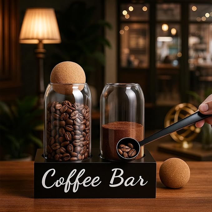 Coffee Container Set of 2 – 34oz Airtight Glass Coffee Bean Storage Jars - Image 6
