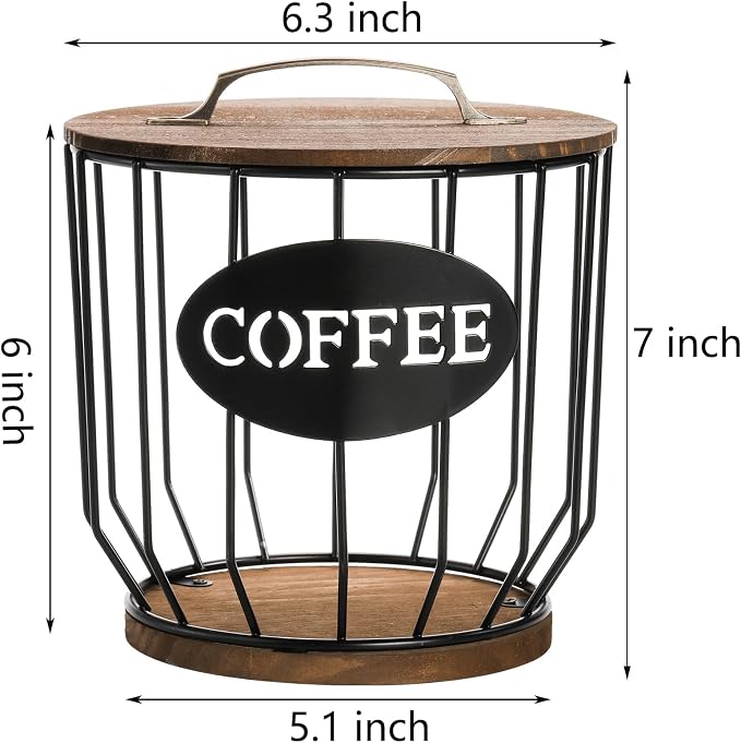 yarlung Coffee Pod Holder with Lid, Large Capacity K Cup Holder with Rustic - Image 2