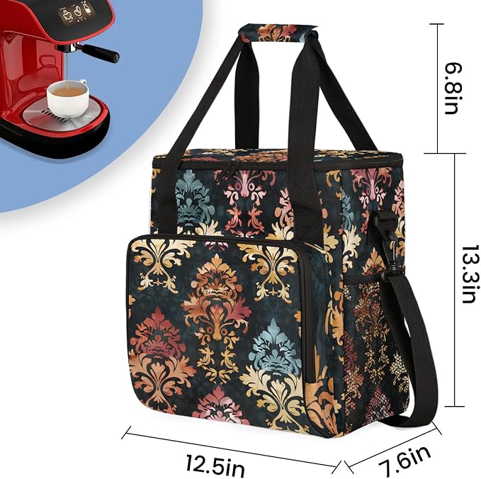 Damask Floral Boho Paisley Coffee Maker Carring Bag, Large Insulated Storage - Image 2