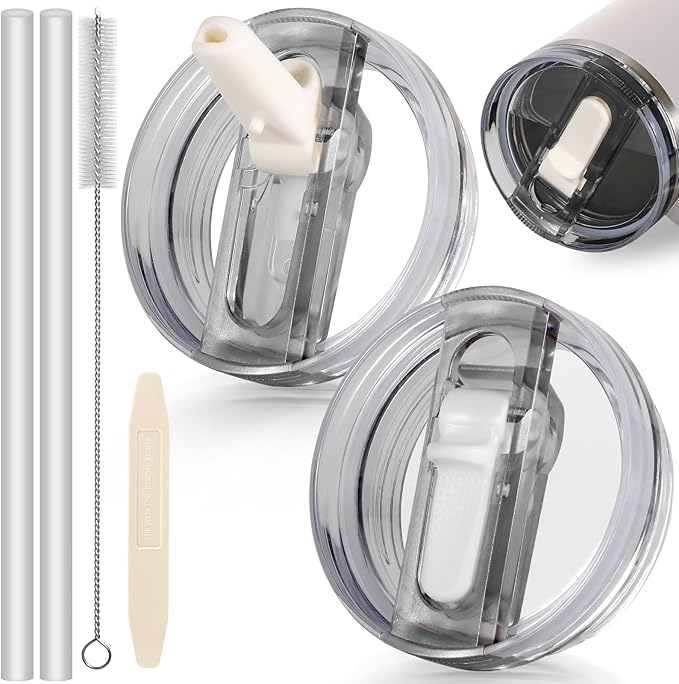 40oz Flip Straw Leak Proof Lid for Stanley Cup Accessories, 2 Pack No Spill Lid by ANTAND