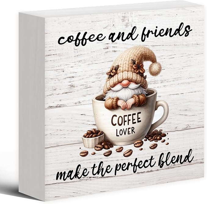 Rustic Coffee Gnomes Wood Box Sign by Luipk