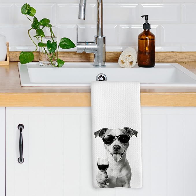 Funny Jack Russell Wine Bar Kitchen Dish Towels, Jack Russell Gifts - Image 3
