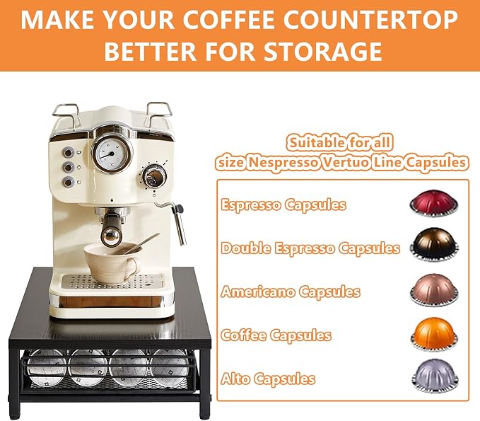 IBUYKE Wooden Coffee Pod Drawer Holder, Pod Holder, 40 Capsule Pods, Coffee Pod - Image 6