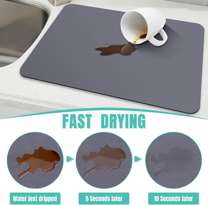 WISELIFE Coffee Mat Super Absorbent Dish Drying Mat Coffee Bar Accessories Match - Image 3