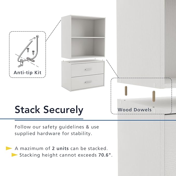 Homes: Inside + Out Apexa 3-Tier Cube Storage Organizer Shelves, Stackable Wood - Image 5