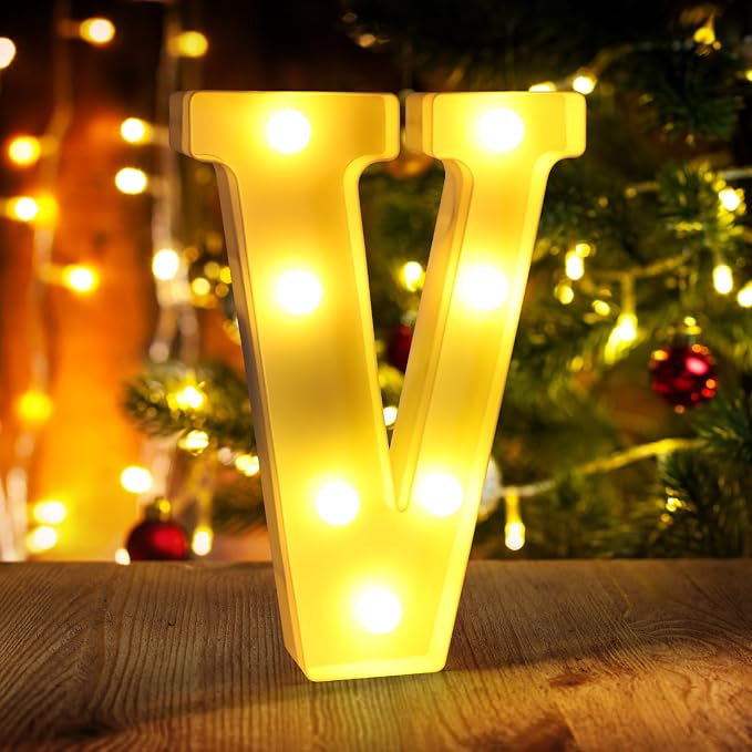 Light Up Letters V, LED Sign Marquee Letters 26 Alphabet by funsky