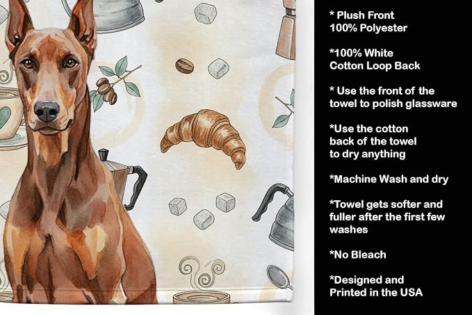 Caroline's Treasures Red Doberman Pinscher Coffee Bar Kitchen Towel Velour - Image 4