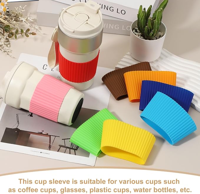uxcell 6Pack Coffee Cup Sleeves, Reusable Silicone Heat Resistant Cup - Image 5