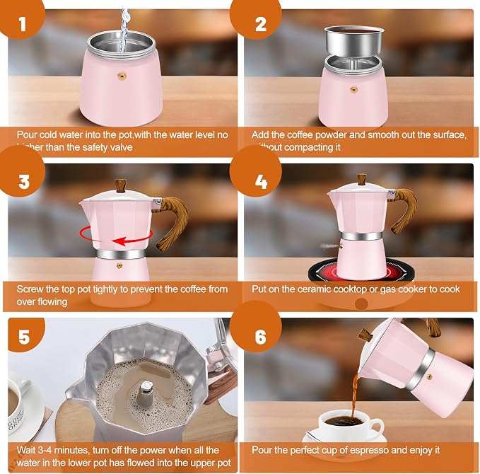 6 Cup Aluminum Espresso Stovetop Moka Pot Express Coffee Maker Percolator - Image 8