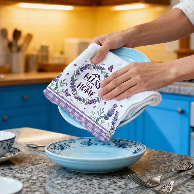 CUTHOLLOW Purple Lavender Decorative Kitchen Towels Set of 4, 25.98"x17.72" - Image 6