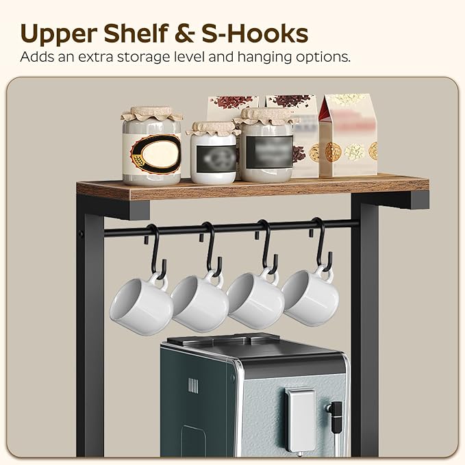 YATINEY Bakers Rack with Storage, 5-Tier Coffee Bar Station with Drawer - Image 8