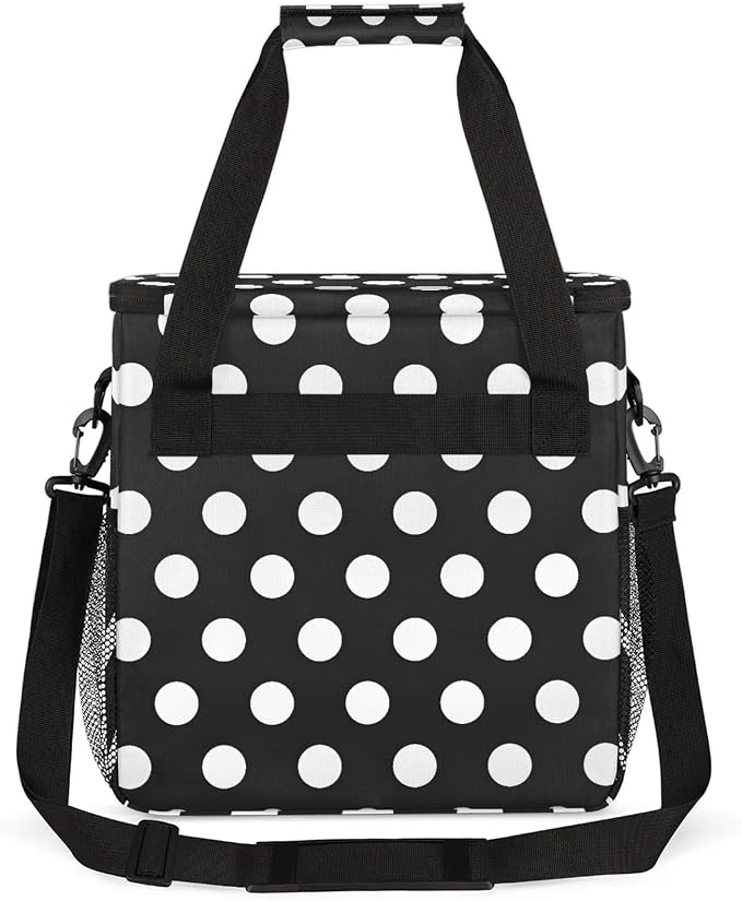 Black And White Polka Dots Coffee Maker Carring Bag, Large Insulated Storage - Image 5