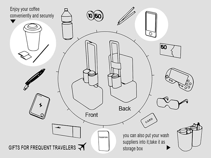 riemot Luggage Travel Cup Holder Free Hand Drink Carrier - Image 2