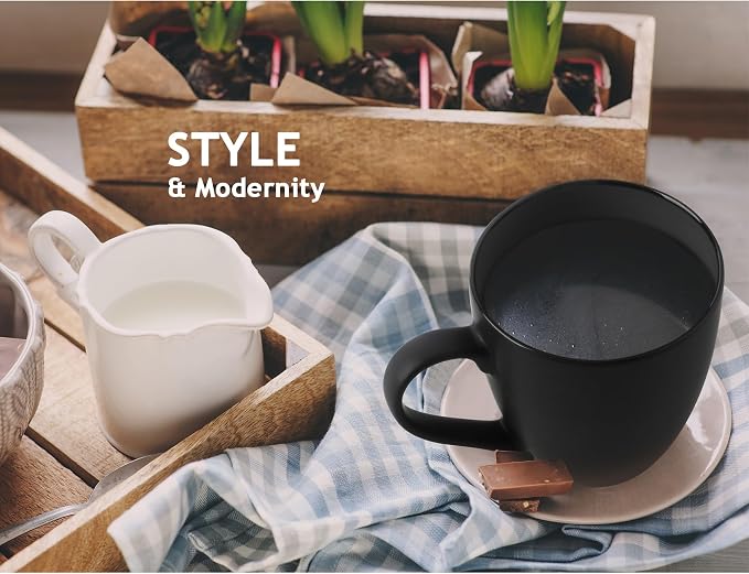 MIAMIO - Set of 6 Stoneware Coffee Mugs 12 Ounce/Cup Set - Le Papillon - Image 4